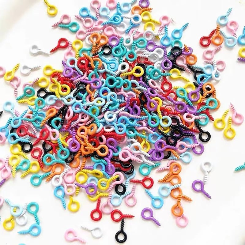Wentoenapp 200Pcs Colorful Small Screw Eye Pins, Eye Screw Clasps, Jewelry Eye Hooks, Self Tapping Screws, Mini Hoop Pegs, Craft Eyelets for DIY Jewelry Making, Arts, Crafts and Sewing - Image 1